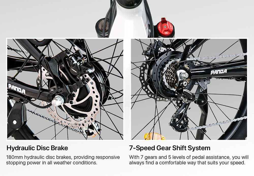 Cysum Panda Electric Bike, 500W motor, 48V 14AH batéria, 27,5*2.2-palcové pneumatiky, max. rýchlosť 40 km/h, dojazd 65-90 km, hydraulické kotúčové brzdy, odpružená vidlica, 7-rýchlostný prevod SHIMANO, LCD displej