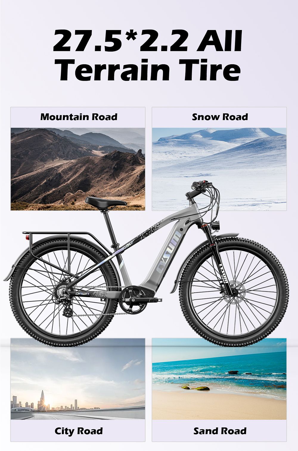 Cysum Speedy Electric Bike, 500W motor, 48V 14AH batéria, 27,5*2.2-palcové pneumatiky, max. rýchlosť 40 km/h, dojazd 100 km, hydraulické kotúčové brzdy, odpružená vidlica, 7-rýchlostný prevod SHIMANO, LCD displej