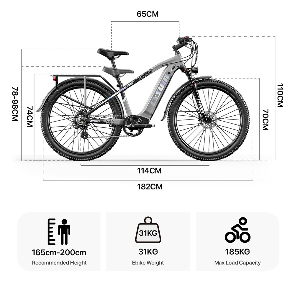 Cysum Speedy Electric Bike, 500W motor, 48V 14AH batéria, 27,5*2,2-palcové pneumatiky, max. rýchlosť 40 km/h, dojazd 100 km, hydraulické kotúčové brzdy, odpružená vidlica, 7-rýchlostný prevod SHIMANO, LCD displej