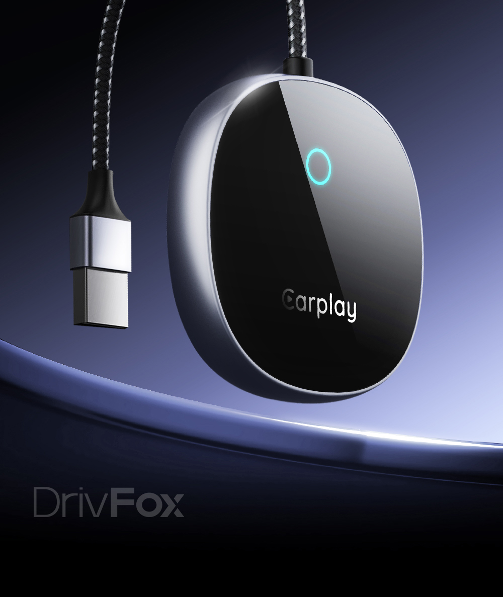 DriFox A22 Wired to Wireless Carplay Adapter, Plug & Play, Auto-Connect, 5.8GHz Fast Data Transmission, Voice Assistant