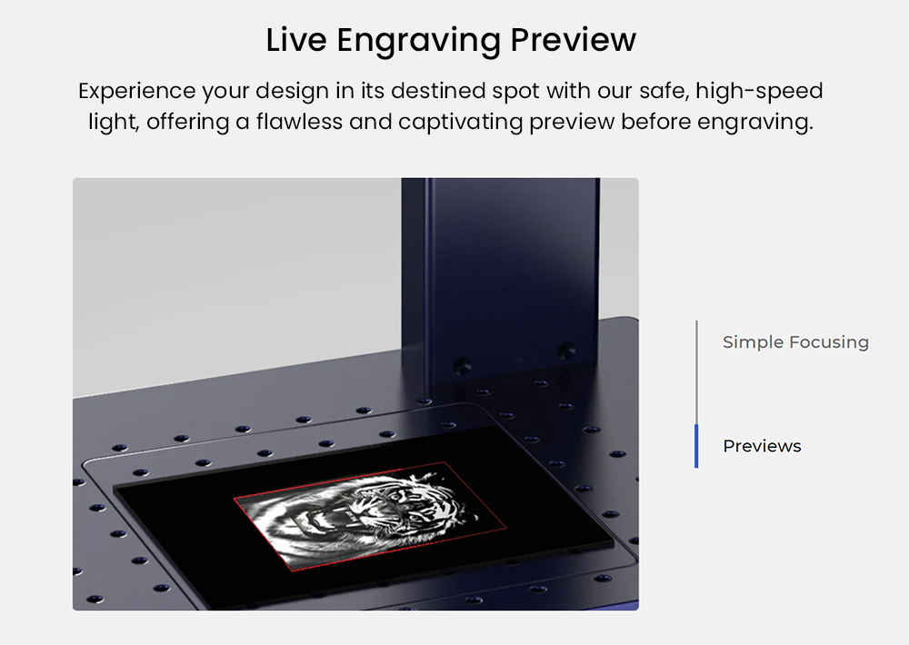 Gweike Cloud G2 PRO 30W Fiber Laser Marking Machine, Dual Red Light, 15000mm/s Speed, 0.001mm Accuracy, 110x110mm, 3mm Max. Depth on Metal, 90+ Colorful Engravings, GWEIKE Glaser/ LightBurn, Supports Rotary Roller, Manual Lift