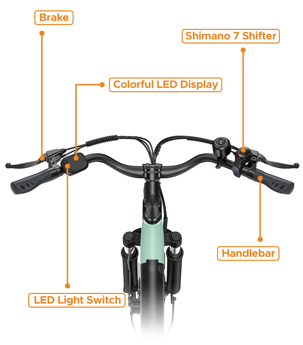 HillMiles MileCity1 Electric Bike, 250W motor, 36V 13AH batéria, 26-palcové pneumatiky, max. rýchlosť 32 km/h, max. dojazd 100 km, 7-rýchlostná prevodovka Shimano, mechanické kotúčové brzdy, odpruženie prednej vidlice, vodotesnosť IP65 - sivá