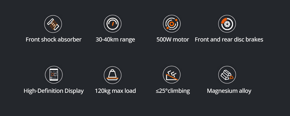 JOYOR C10E Electric Scooter, ABE Certification, 500W Motor, 48V 10.4AH batéria, 10-palcové pneumatiky, max. rýchlosť 20 km/h, dojazd 40 km, predná a zadná kotúčová brzda, predný tlmič