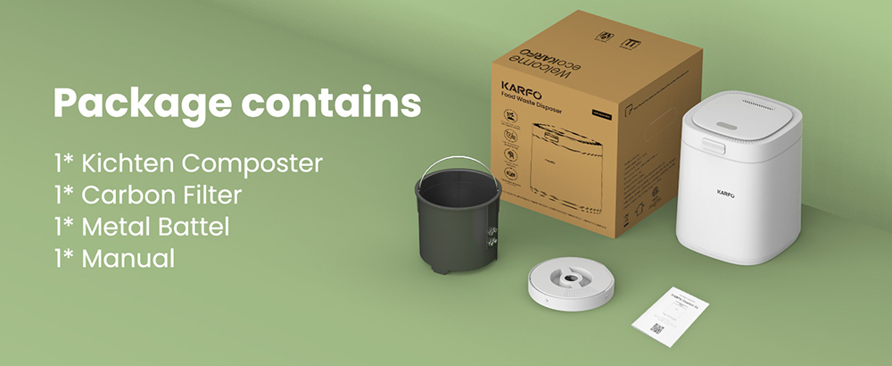 karfo UF006-EC K&uuml;chenkomposter, 2,5 l Fassungsverm&ouml;gen, Ein-Knopf-Automatikbetrieb, verwandelt Lebensmittelabf&auml;lle in D&uuml;nger f&uuml;r Pflanzen, wei&szlig;