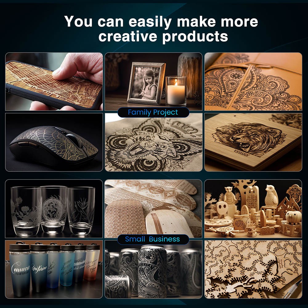 LONGER Laser B1 Laserschneider, 40 W Laserleistung, Luftunterst&uuml;tzungssystem, 0,10 x 0,15 mm Laserpunkt, 36000 mm/min, 450 x 440 mm