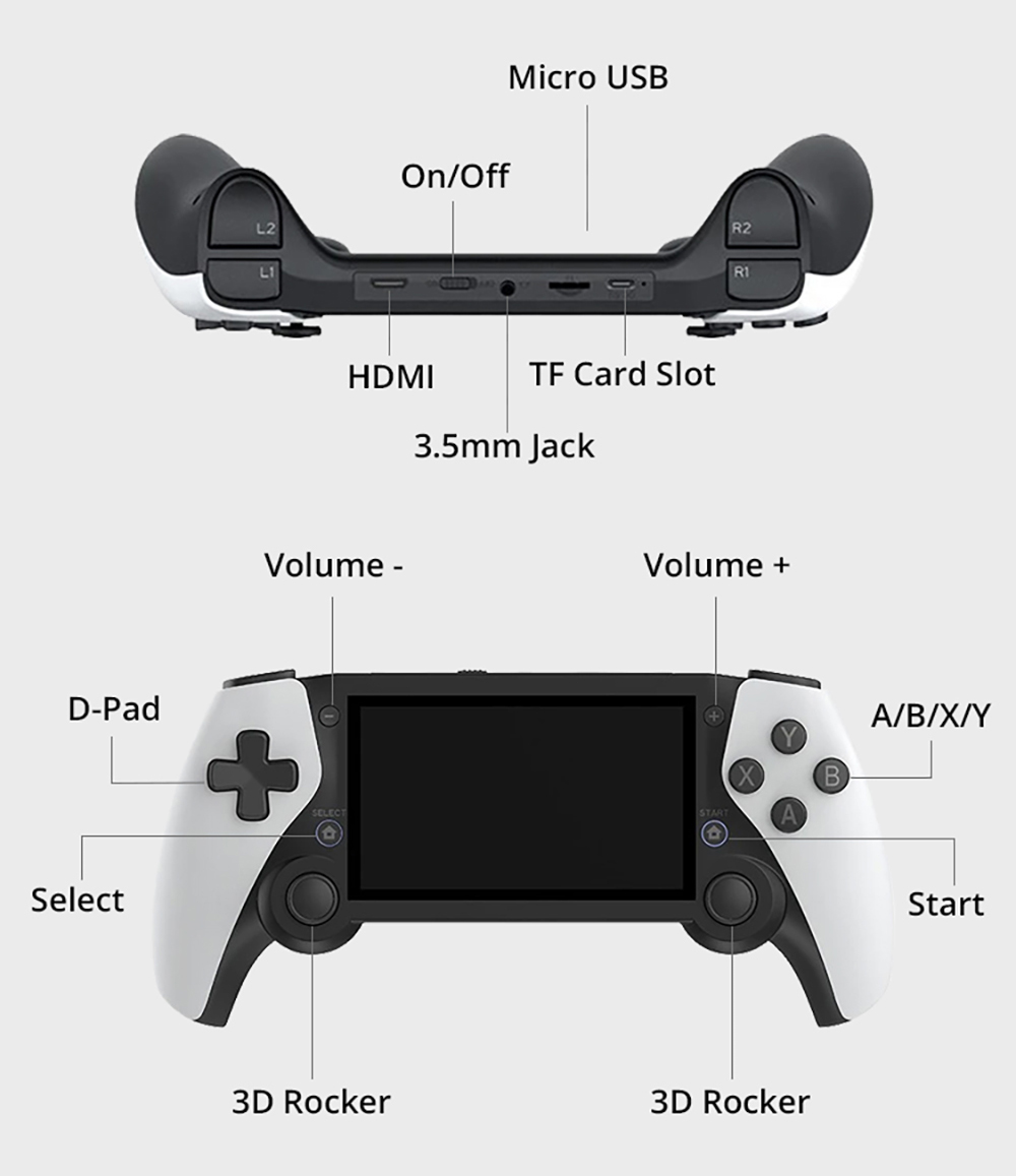 SJGAM M25 Handheld Game Console, 25 Emulators, 4.3in Screen, 3D Rocker for Arcade Games, Rockchip RK3566, 3000mAh Battery, Save/Load Games, Brightness Adjustable