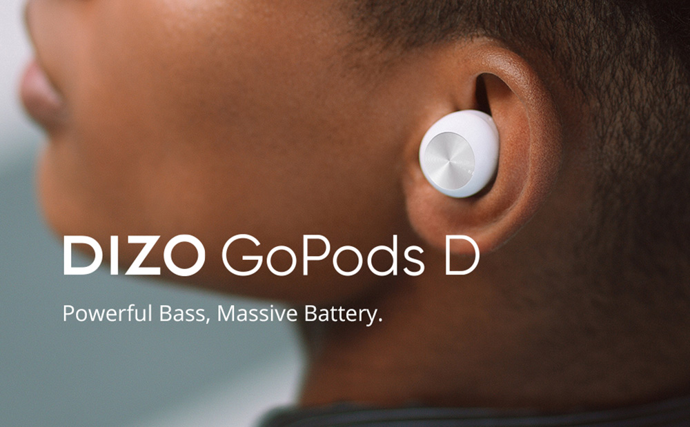 Realme DIZO GoPods D TWS Wireless Bluetooth Earbuds, Environment Noise Cancellation, Bluetooth 5.0, 20 Hours Battery Life - Black