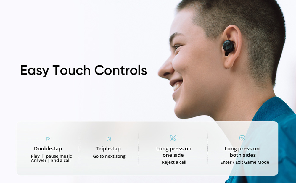 Realme DIZO GoPods D TWS Wireless Bluetooth Earbuds, Environment Noise Cancellation, Bluetooth 5.0, 20 Hours Battery Life - Black