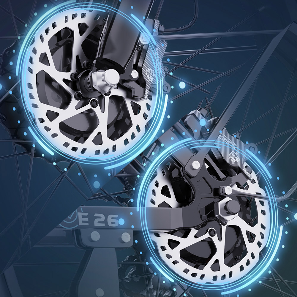 Ridstar E26 Pro Electric Bike, 1000W*2 Motor, 48V 23Ah Battery, 26*4 Inch Fat Tires, 49km/h Max Speed, 75km Range, Dual Hydraulic Brake, Full Suspension, Shimano 7-speed