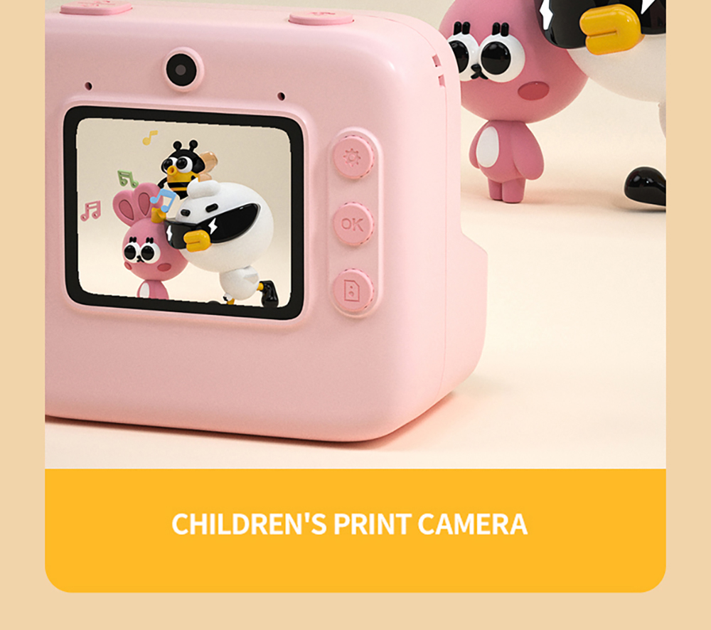 WOWKIDS K27 Kids Instant Print Camera, 48MP Front & Rear Dual Cameras, 1080P Resolution, 4 Filters, 32GB TF Card, 1400mAh Battery - Yellow
