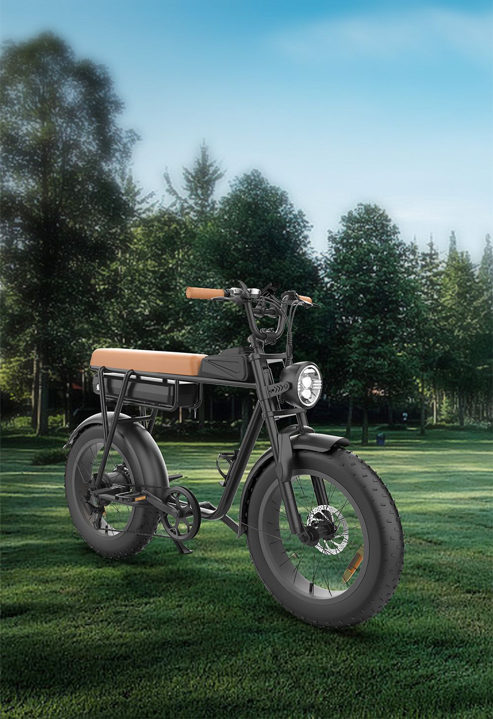 YAMALI FXH-006 Elektrobicykel, 350W motor, 48V 18Ah batéria, 20*4'' hrubé pneumatiky, max. rýchlosť 40 km/h, dojazd 50 km, Shimano 7 rýchlostí, predné & zadné mechanické kotúčové brzdy, Shimano 7 rýchlostí, LCD displej - čierny