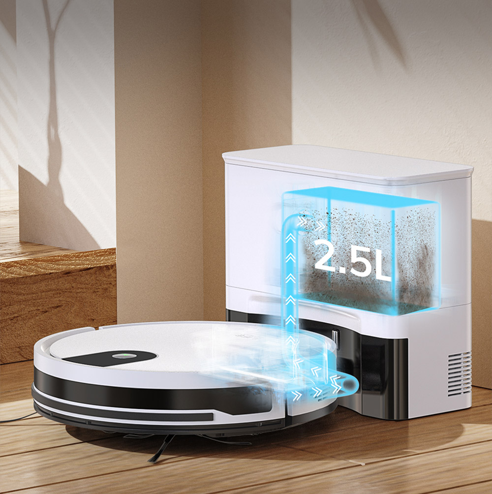 ILIFE G9 Pro Saugroboter, mit Selbstentleerungsstation, Gyroskop-Navigation, 3000 Pa Saugleistung, 100 Min. Laufzeit, 2,5 l Staubbeutel, Plan-/Edge-/Spot-/Max-Modus, unterstützt Alexa/Google Home - Weiß