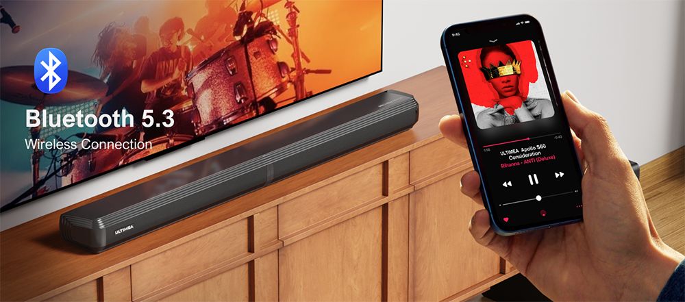 ULTIMEA Apollo S60 odnímateľný soundbar so subwooferom, 4.1 kanálový, Bluetooth 5.3, 3 režimy ekvalizéra, špičkový výkon 280 W