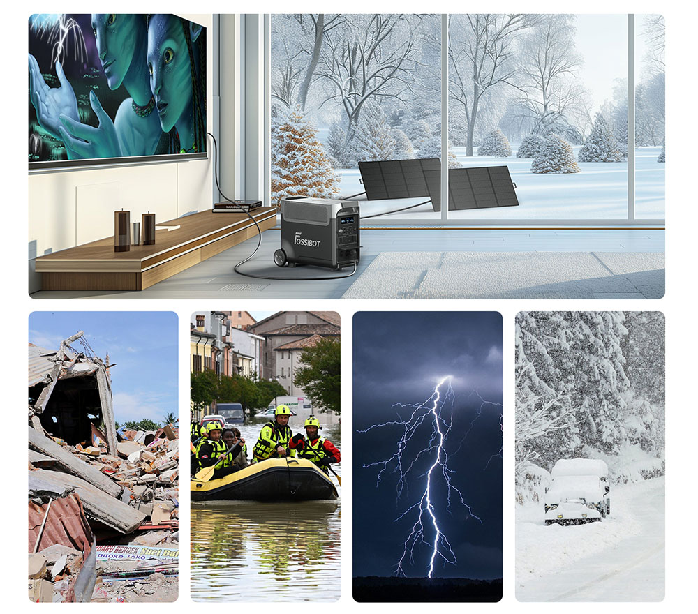 FOSSiBOT F3600 Pro Tragbare Powerstation, 2 zusätzliche Akkupacks mit erweiterbarer Kapazität, 3840Wh Lithiumbatterie, 3600W hohe Wechselstromleistung, 2000W maximale Solarladung, 1,5h Vollladung, 13 Ausgangsanschlüsse, LED-Taschenlampe