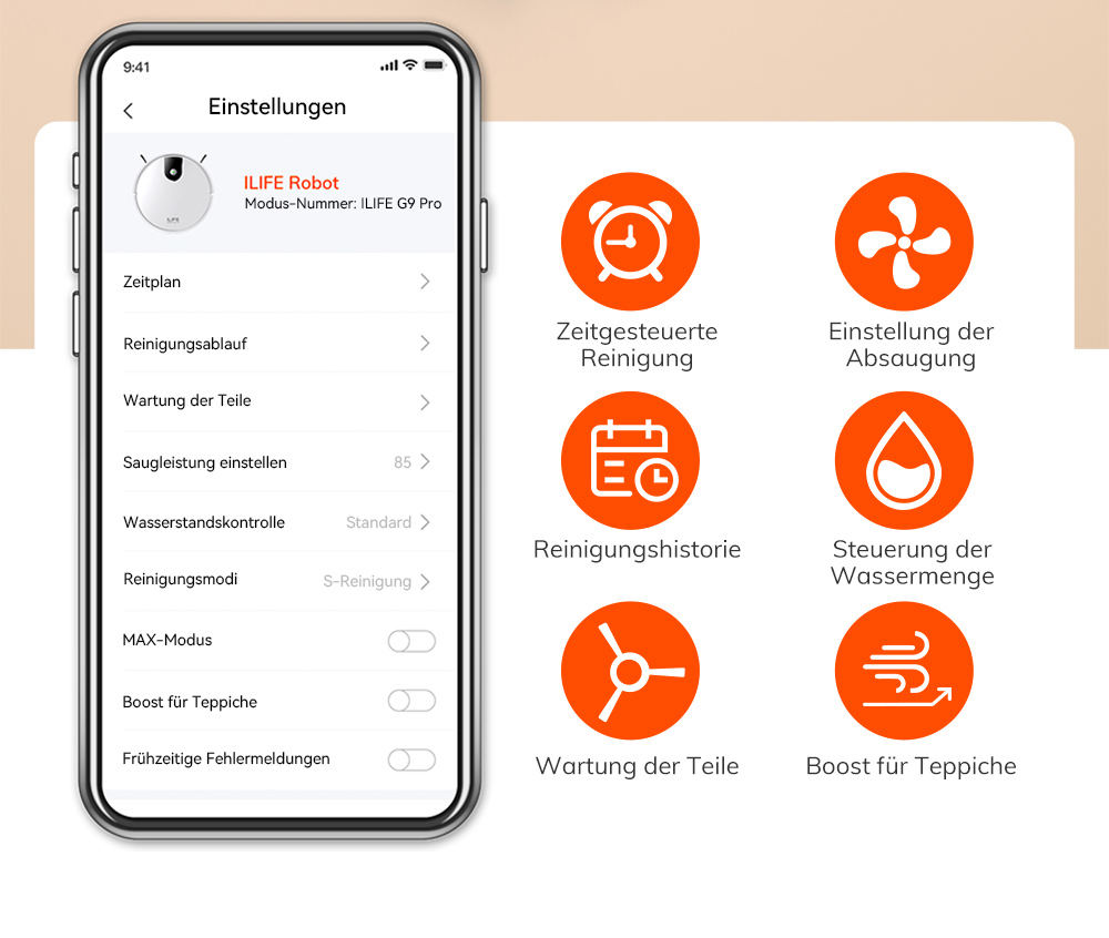 ILIFE G9 Pro Saugroboter, mit Selbstentleerungsstation, Gyroskop-Navigation, 3000 Pa Saugleistung, 100 Min. Laufzeit, 2,5 l Staubbeutel, Plan-/Edge-/Spot-/Max-Modus, unterstützt Alexa/Google Home - Weiß
