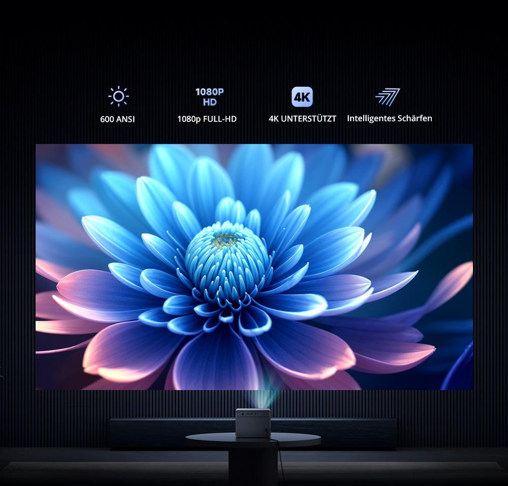 WANBO DaVinci 1 Pro Beamer, 600 ANSI, Native 1080P, Android 11, 5G/2,4G WLAN, Autofokus/Automatische Trapezkorrektur/Automatische Bildschirmanpassung/Hindernisvermeidung