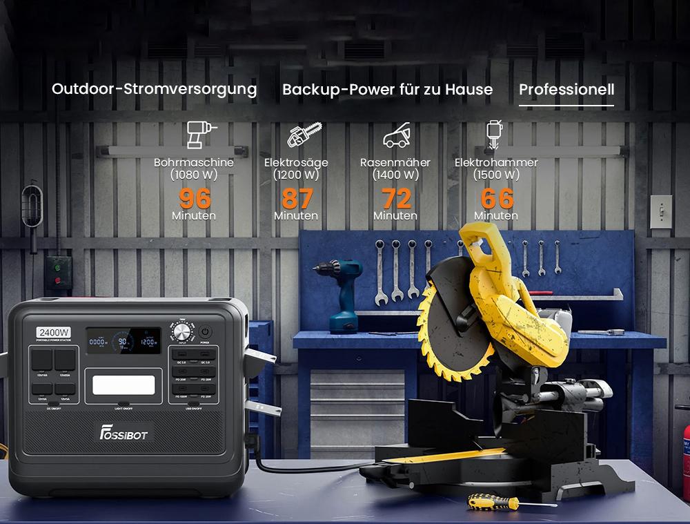 FOSSiBOT F2400 Tragbare Powerstation, 2048 Wh LiFePO4-Akku, 2400 W Ausgangsleistung, Solargenerator, 16 Ausgangsanschl&uuml;sse &ndash; Gr&uuml;n