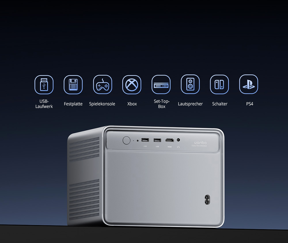 WANBO DaVinci 1 Pro Beamer, 600 ANSI, Native 1080P, Android 11, 5G/2,4G WLAN, Autofokus/Automatische Trapezkorrektur/Automatische Bildschirmanpassung/Hindernisvermeidung