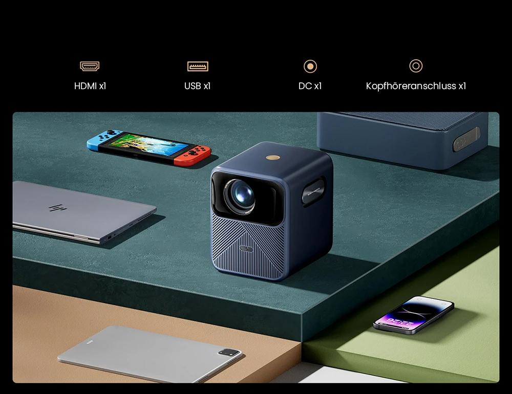 Wanbo Mozart 1 Pro LCD-Beamer, 900 ANSI, Native 1080P, Android TV 11, Autofokus, Objektvermeidung &ndash; EU-Stecker