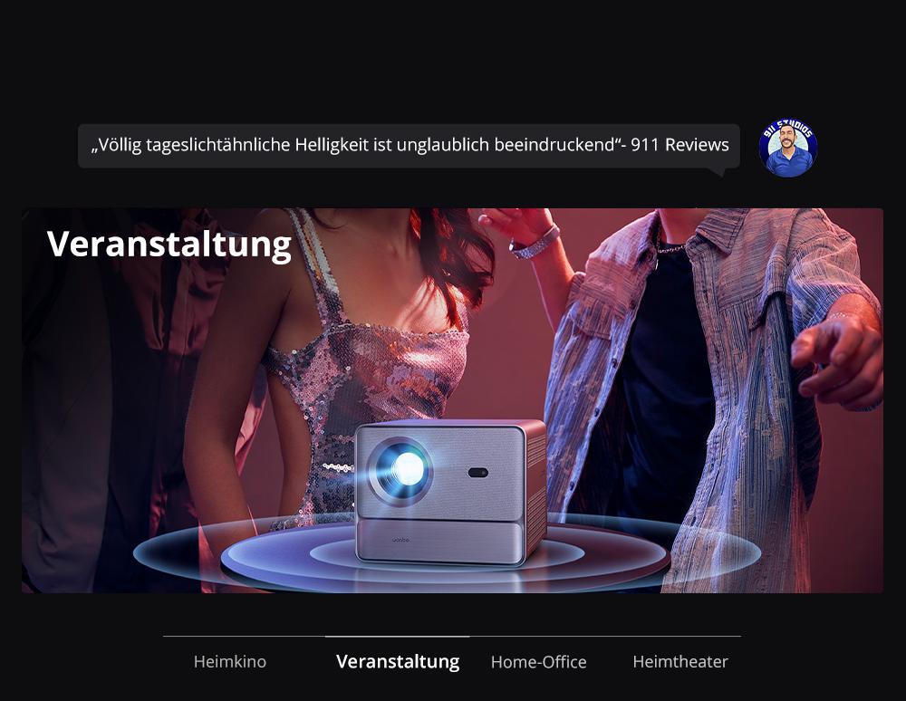 WANBO DaVinci 1 Pro Beamer, 600 ANSI, Native 1080P, Android 11, 5G/2,4G WLAN, Autofokus/Automatische Trapezkorrektur/Automatische Bildschirmanpassung/Hindernisvermeidung