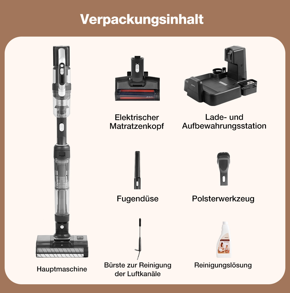 JIMMY PW11 Pro 4-in-1 kabelloser Staubsauger und Waschmaschine, 460 W Leistung, doppelte Reinigung mit zwei B&uuml;rstenrollen, schnelles Trocknen mit Hei&szlig;luft, LED-Display, 180&deg; flaches Design &ndash; EU-Stecker (Silber-Schwarz)