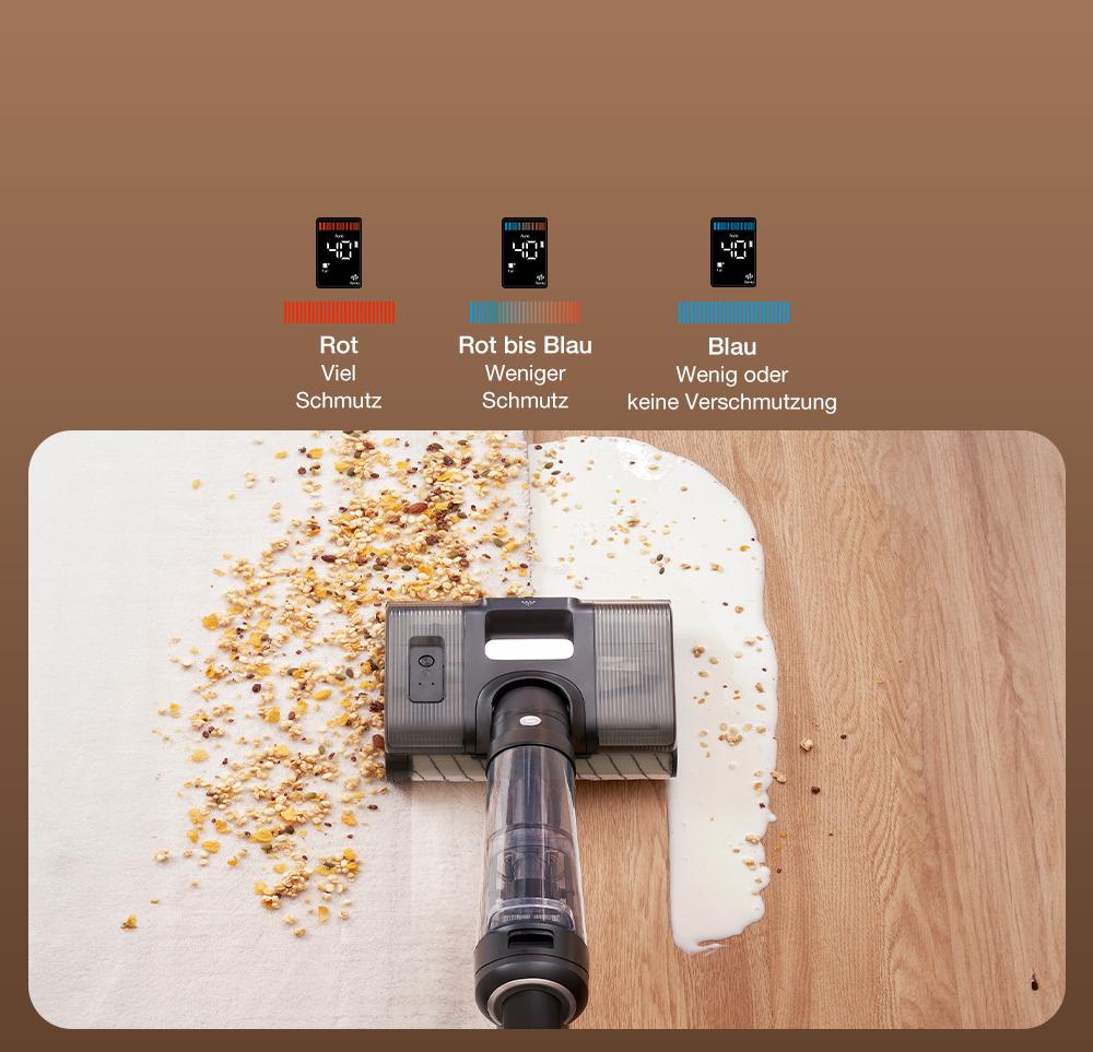 JIMMY PW11 Pro Max 5-in-1 kabelloser Staubsauger und Waschmaschine, 460 W Leistung, doppelte Reinigung mit zwei B&uuml;rstenrollen, schnelles Trocknen mit Hei&szlig;luft, LED-Display, 180&deg; flaches Design, Silber-Schwarz - EU-Stecker