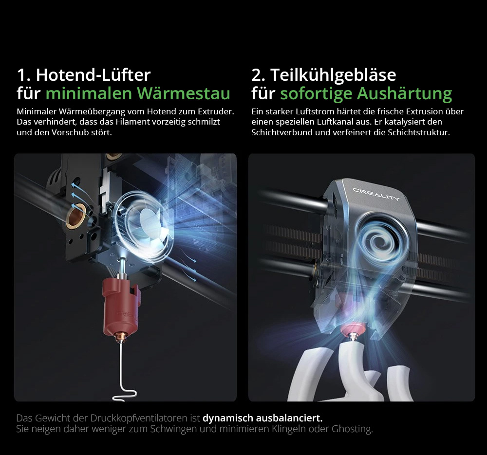 Creality K1C 3D-Drucker, 600 mm/s H&ouml;chstgeschwindigkeit, KI-Kamera, Schnellwechseld&uuml;se, Ganzmetall-Extruder, druckt Kohlefaser, Luftfilter und Lautlosmodus