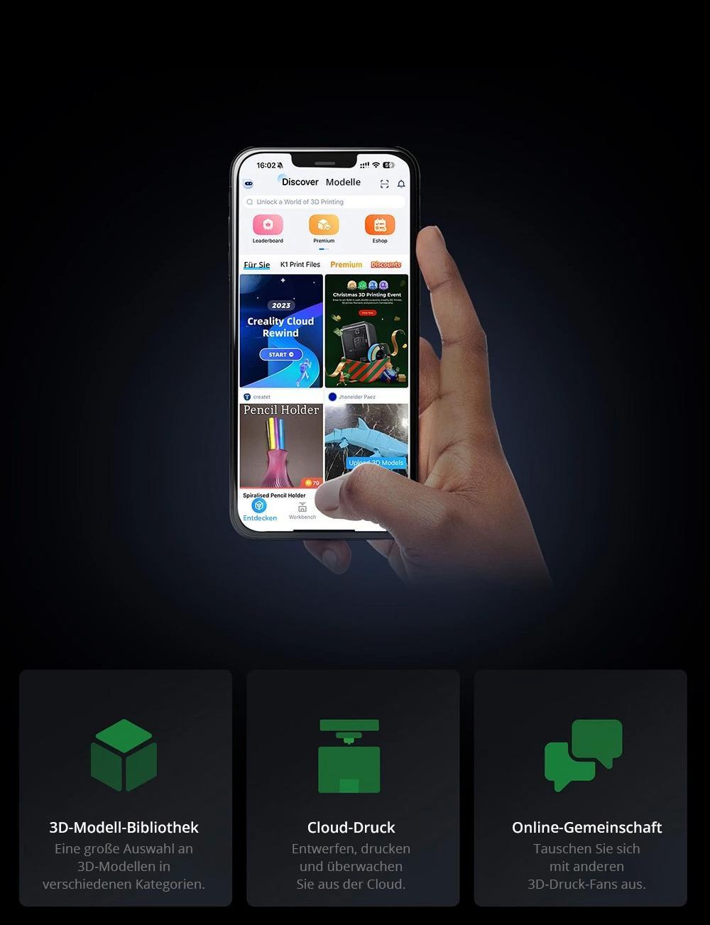 Creality K1C 3D-Drucker, 600 mm/s H&ouml;chstgeschwindigkeit, KI-Kamera, Schnellwechseld&uuml;se, Ganzmetall-Extruder, druckt Kohlefaser, Luftfilter und Lautlosmodus