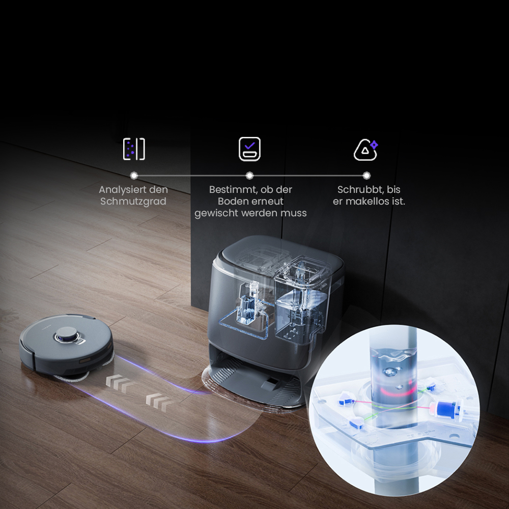 Narwal Freo Z Ultra Saugroboter und Wischmopp mit Basisstation, 12.000 Pa Leistung, Selbstentleerung, Doppelkamera, kein Verheddern, 120 Tage wartungsfrei, Drei-Laser-Hindernisvermeidung, KI-adaptives Waschen und Trocknen mit hei&szlig;em Wasser &ndash; Grau