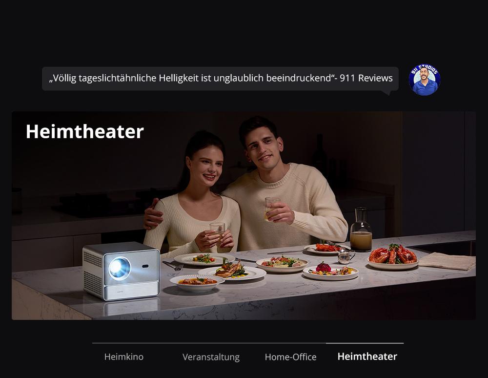 WANBO DaVinci 1 Pro Beamer, 600 ANSI, Native 1080P, Android 11, 5G/2,4G WLAN, Autofokus/Automatische Trapezkorrektur/Automatische Bildschirmanpassung/Hindernisvermeidung