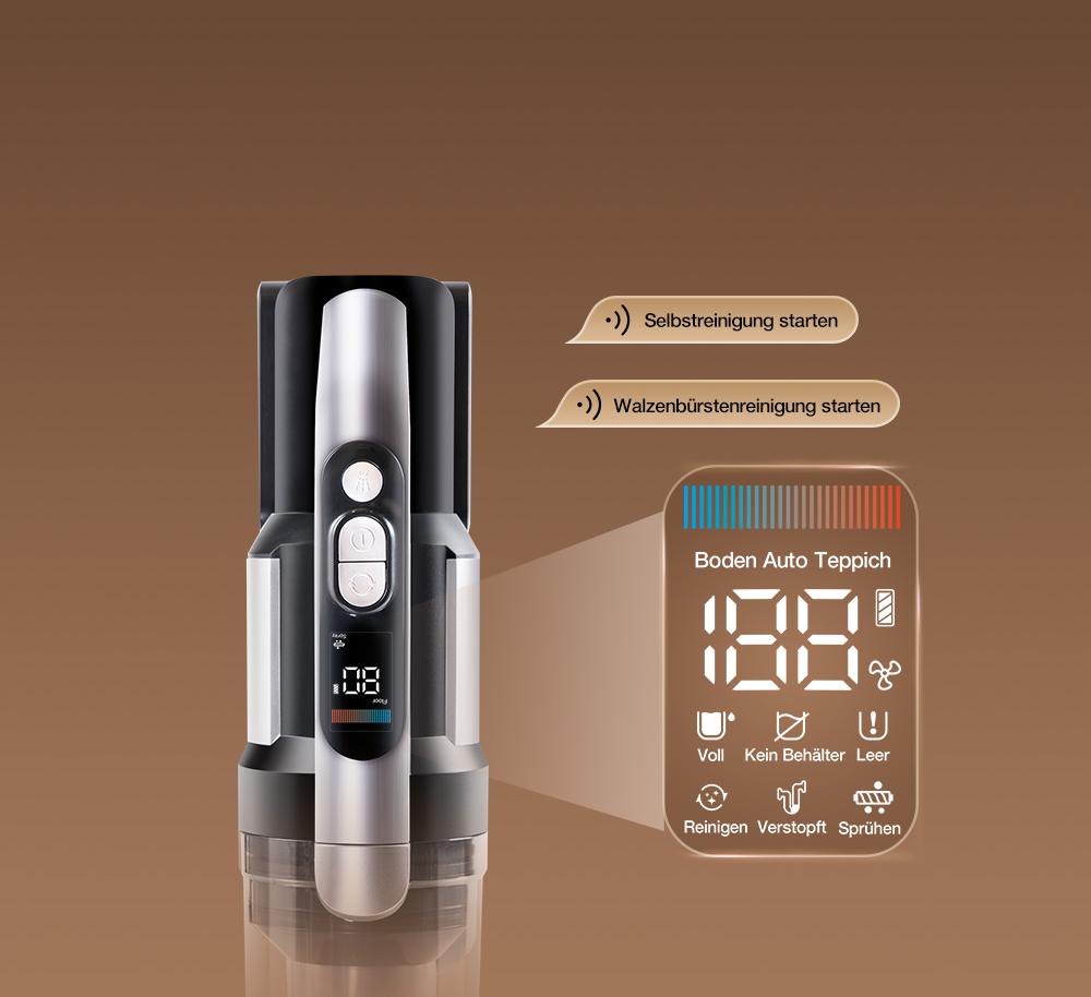 JIMMY PW11 All-in-One Staubsauger und Waschmaschine, 400 W Leistung, eine B&uuml;rstenrolle, schnelles Trocknen mit Hei&szlig;luft, LED-Display, wasserdichter, b&uuml;rstenloser IPX8-Motor, 180&deg; flaches Design - EU-Stecker (Silber-Schwarz)