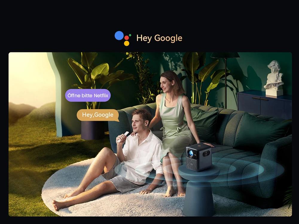 Wanbo Mozart 1 Pro LCD-Beamer, 900 ANSI, Native 1080P, Android TV 11, Autofokus, Objektvermeidung &ndash; EU-Stecker