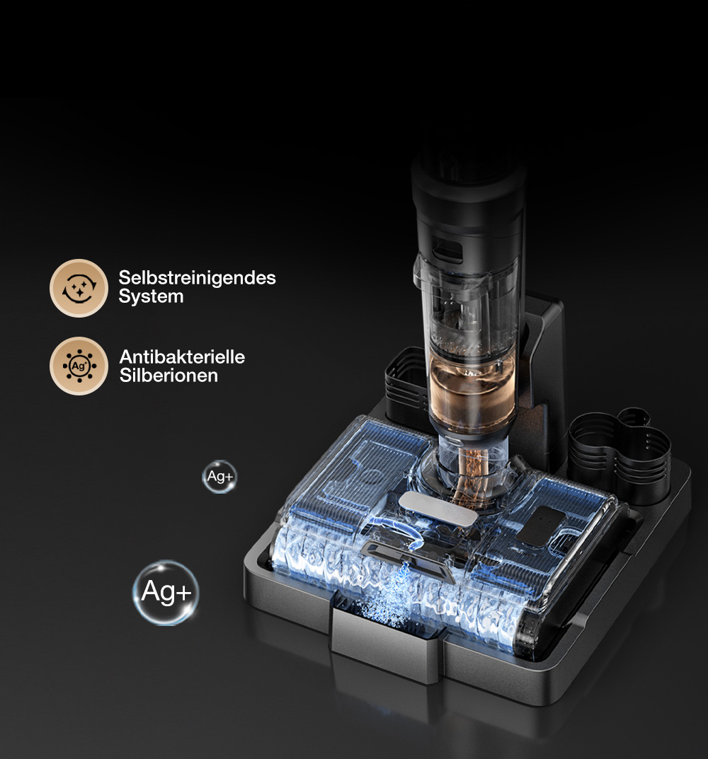 JIMMY PW11 Pro Max 5-in-1 kabelloser Staubsauger und Waschmaschine, 460 W Leistung, doppelte Reinigung mit zwei B&uuml;rstenrollen, schnelles Trocknen mit Hei&szlig;luft, LED-Display, 180&deg; flaches Design, Silber-Schwarz - EU-Stecker