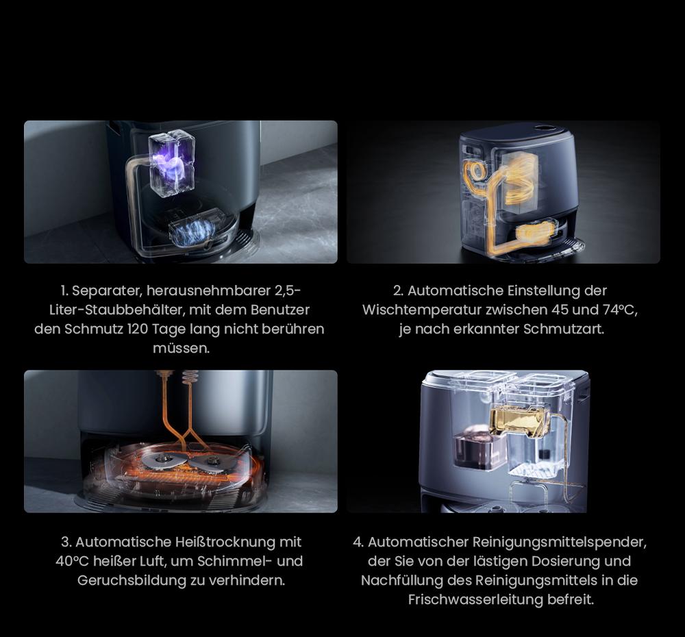 Narwal Freo Z Ultra Saugroboter und Wischmopp mit Basisstation, 12.000 Pa Leistung, Selbstentleerung, Doppelkamera, kein Verheddern, 120 Tage wartungsfrei, Drei-Laser-Hindernisvermeidung, KI-adaptives Waschen und Trocknen mit hei&szlig;em Wasser &ndash; Grau