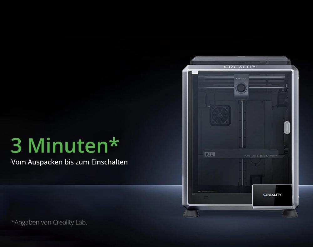 Creality K1C 3D-Drucker, 600 mm/s H&ouml;chstgeschwindigkeit, KI-Kamera, Schnellwechseld&uuml;se, Ganzmetall-Extruder, druckt Kohlefaser, Luftfilter und Lautlosmodus