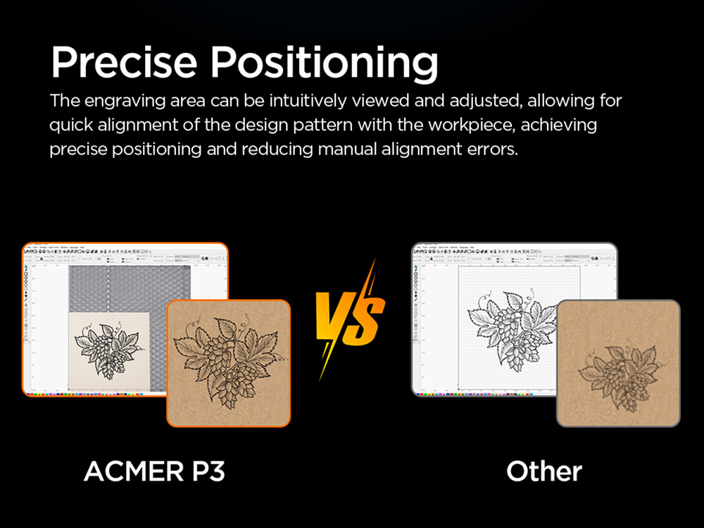 Graveur laser fermé à diode ACMER P3 48 W, 400 x 390 mm, assistance pneumatique intégrée, vitesse de gravure de 48 000 mm/min, précision de 0,01 mm, CoreXY, classe de sécurité laser 1