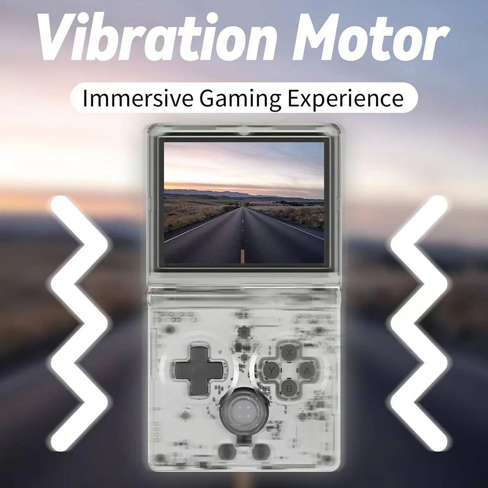 ANBERNIC RG35XXSP Flip Game Console, 64GB + 128GB with 10000 Games, 30+Emulators, 3.5inch IPS Screen, HDMI Out,  Multimedia Apps, 8H Autonomy, 5G Wifi Bluetooth, Hall Magnetic Switch, Moonlight Streaming - Transparent White