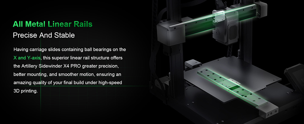 3D tlačiareň Artillery Sidewinder X4 Pro, 240*240*260 mm, rýchlosť tlače 500 mm/s, lineárna lišta v osi X Y, priamy pohon extrudéra, 81 bodov automatického vyrovnávania, dvojitá ťahacia tyč, automatické čistenie dýzy