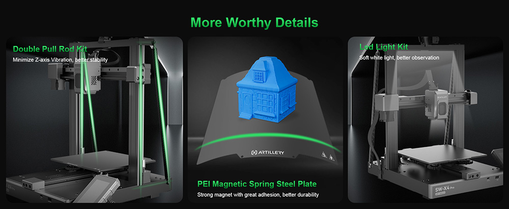 Artillery Sidewinder X4 Pro 3D Printer, 240*240*260mm, 500mm/s Printing Speed, X Y-axis Linear Rail, Direct Drive Extruder, 81 Points Auto Levelling, Double Pull Rod, Auto Cleaning Nozzle
