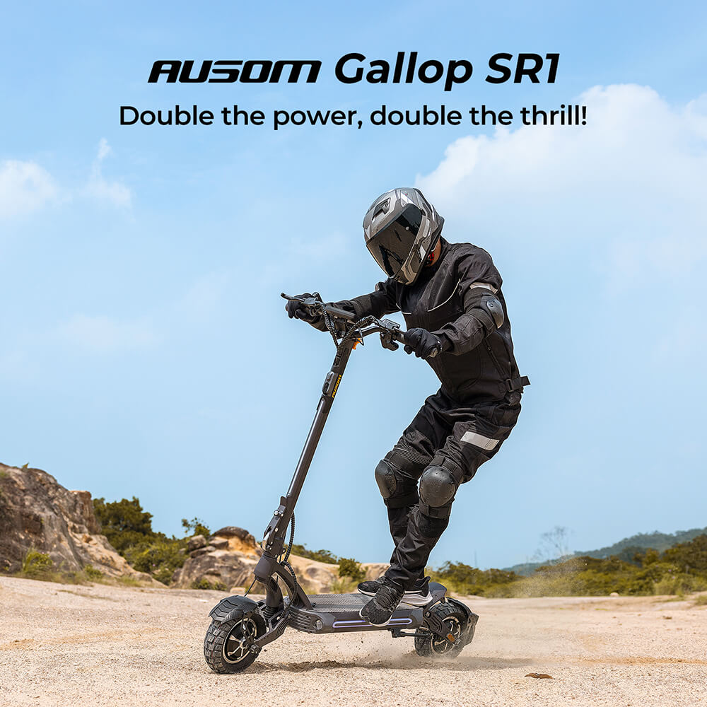 Ausom Gallop SR1 Electric Scooter 52V 20.8Ah with NFC Lock, Dual 1000W Motors, 41mph Max Speed, 54-Mile Range, E-ABS & Hydraulic Disc Brakes