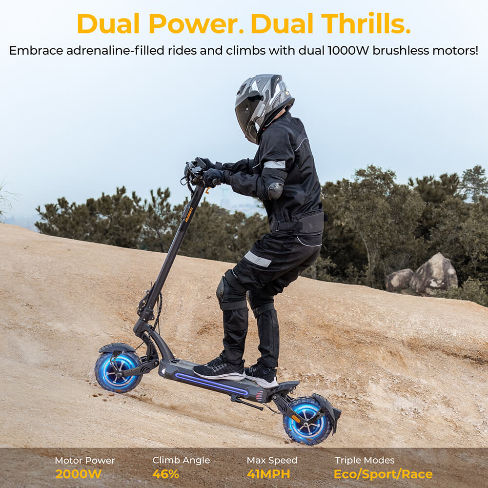 Ausom Gallop SR1 Electric Scooter 52V 20.8Ah with NFC Lock, Dual 1000W Motors, 41mph Max Speed, 54-Mile Range, E-ABS & Hydraulic Disc Brakes