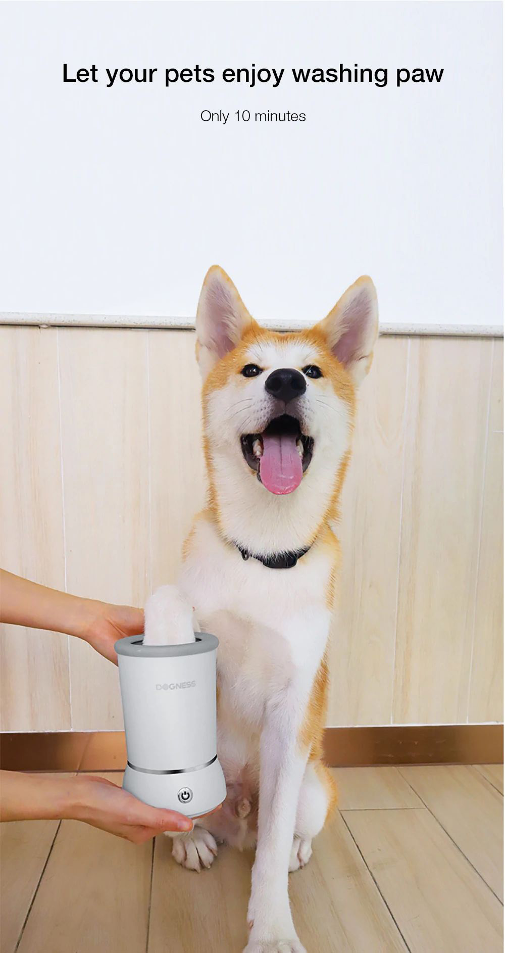 Dogness Pet Paws Washer Cup with Soft Silicone Bristles, Foot Washing for Puppy Cat - White