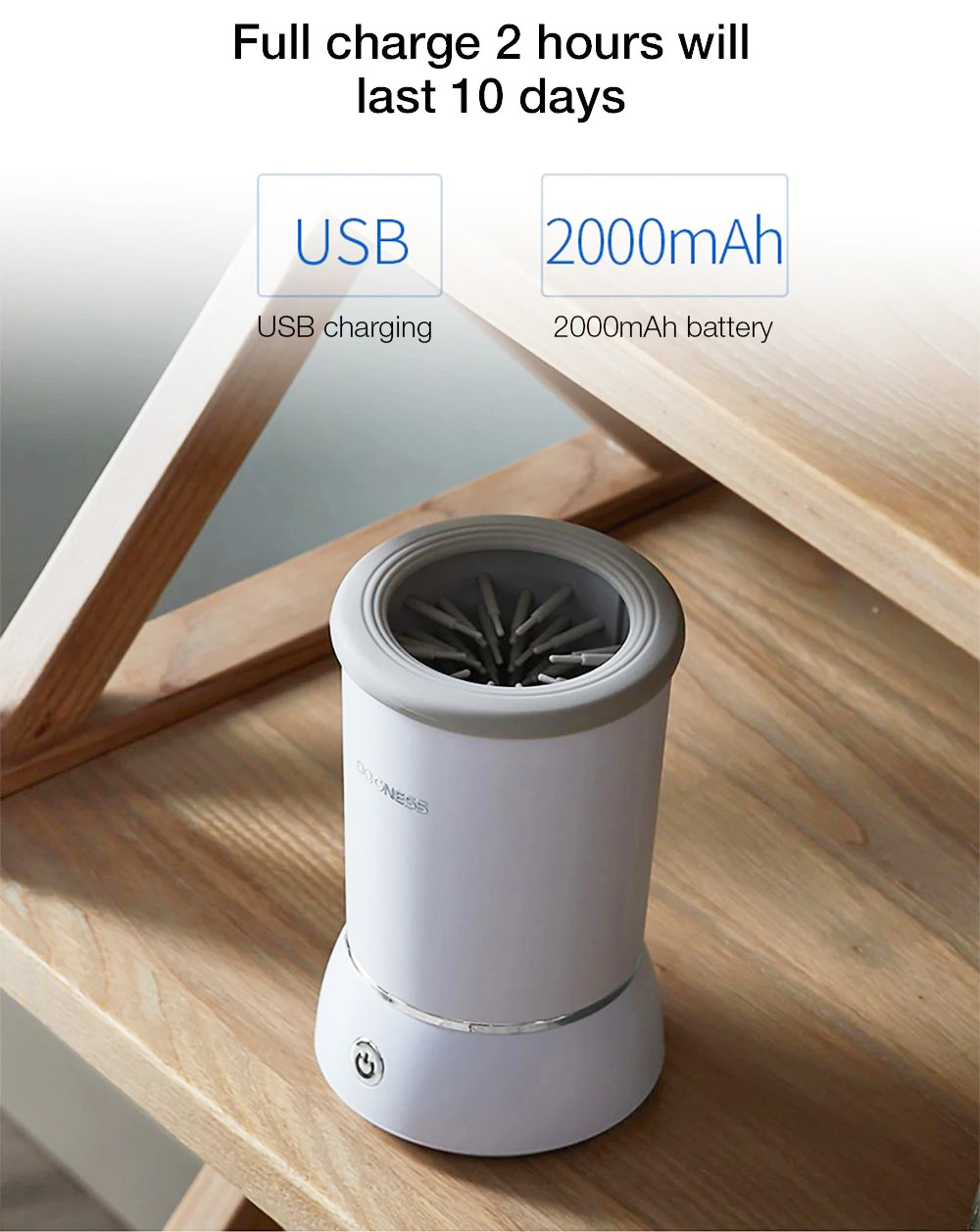 Dogness Pet Paws Washer Cup with Soft Silicone Bristles, Foot Washing for Puppy Cat - White