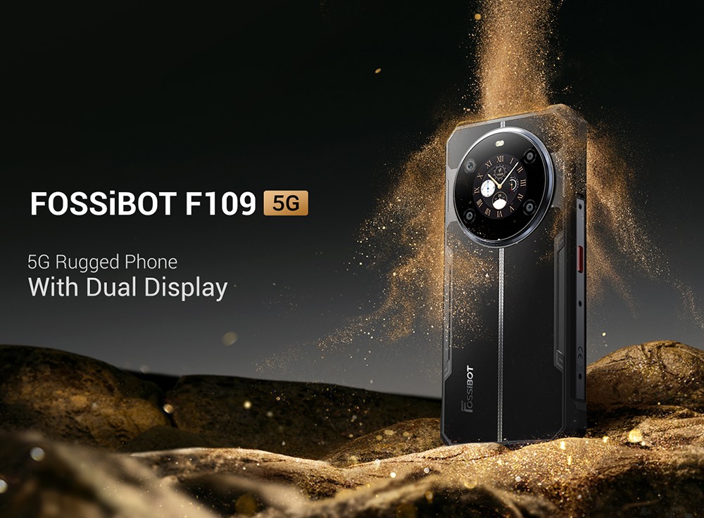 Odolný telefón FOSSiBOT F109 5G, s dvojitým displejom, 6.475-palcovou obrazovkou, 8 GB RAM+256 GB ROM, 50 Mpx fotoaparát s umelou inteligenciou, batéria 10600 mAh, OS Android 14, NFC