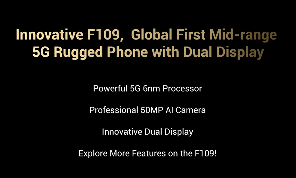 Odolný telefón FOSSiBOT F109 5G, s dvojitým displejom, 6.475-palcovou obrazovkou, 8 GB RAM+256 GB ROM, 50 Mpx fotoaparát s umelou inteligenciou, batéria 10600 mAh, OS Android 14, NFC