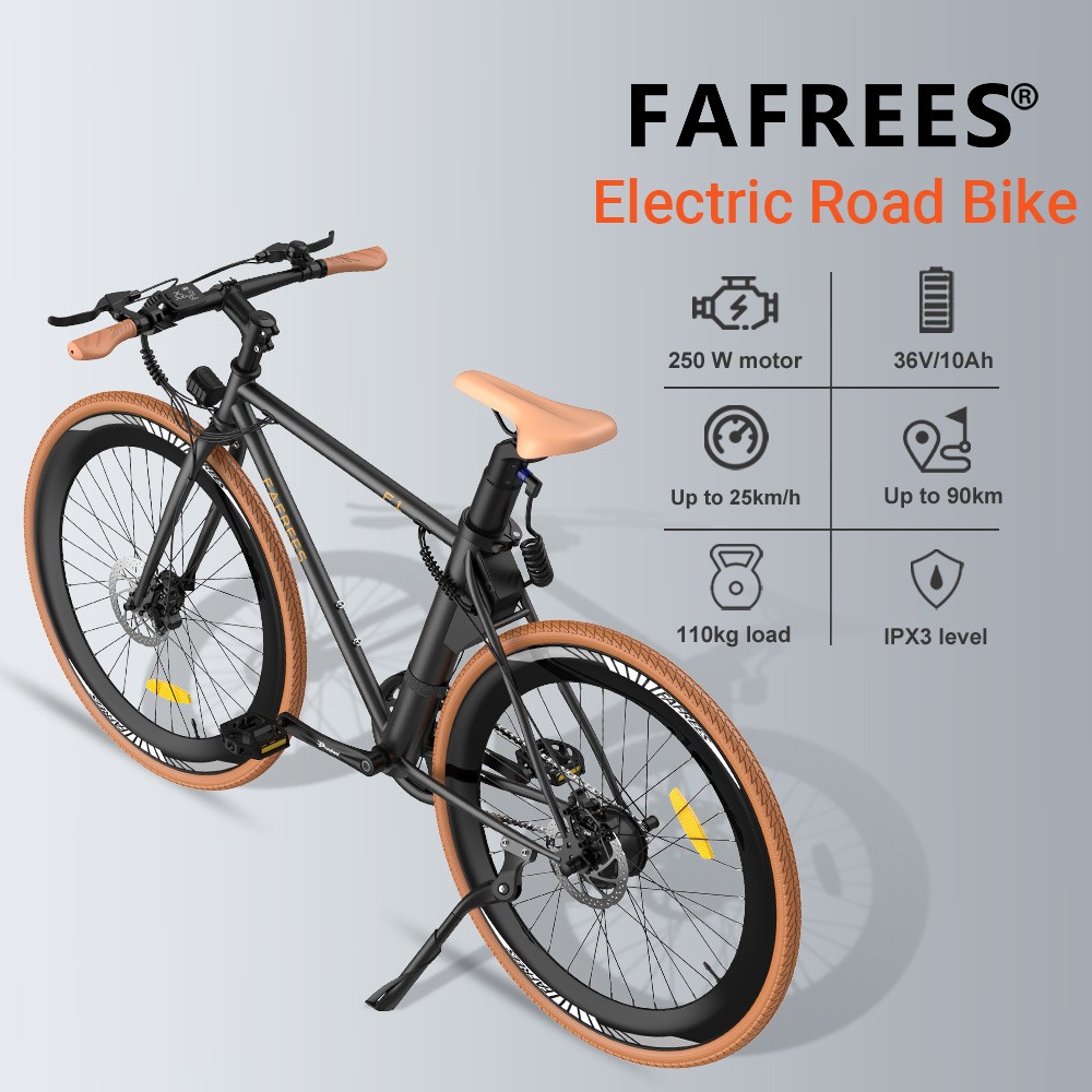 Elektrobicykel Fafrees F1, 250W motor, 36V 10AH batéria, pneumatiky CST 700C*38C, max. rýchlosť 25 km/h, max. dojazd 90 km, dvojité mechanické kotúčové brzdy - oranžový