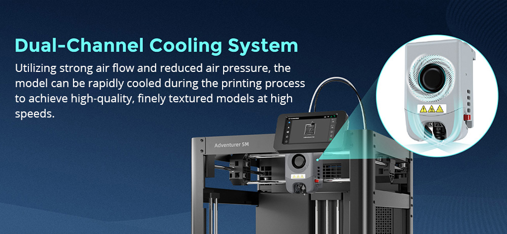 Flashforge Adventurer 5M 3D Printer, Auto Leveling, 600mm/s Max Sprinting Speed, Filament Runout Reminder, Power Loss Recovery, 4.3-inch LCD Touchscreen, WiFi Connection, 220x220x220mm