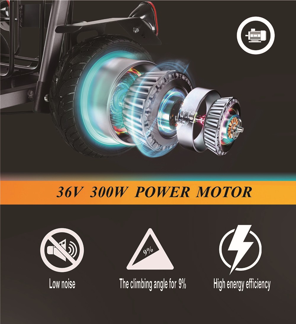 Freejoyer F7 Four-wheel Electric Scooter with Seat, 300W Motor, 36V 8AH Battery, 15km/h Max Speed, 25km Max Range