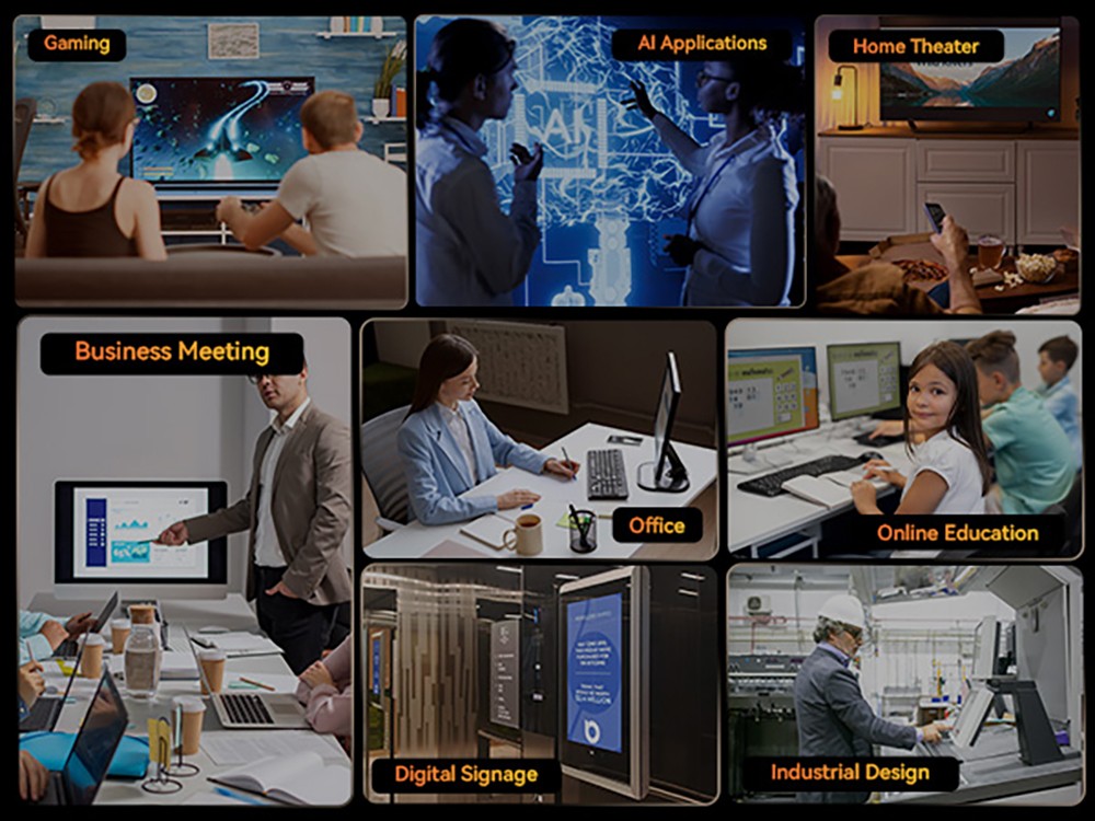GEEKOM A8 AI Mini PC, AMD Ryzen 7 8845HS 8 Cores Max 5.1GHz, 32GB RAM 1TB SSD, USB3.2 Type-C (8K@30Hz) + USB4.0 Type-C (8K@30Hz) + 2*HDMI 2.0 (4K@60Hz) Four Screen Display, WiFi 6E Bluetooth 5.2, 3*USB3.2 Type-A 1*USB2.0 1*RJ45 1*Headset Jack