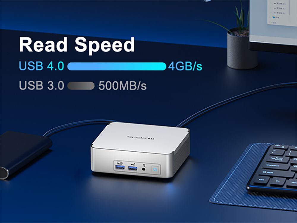 GEEKOM XT12 Pro Mini PC, Intel Core i7-12650H 10 Cores Max 4.7GHz, 32GB RAM 1TB SSD, WiFi 6E Bluetooth 5.2, 2*USB 4 Type-C (8K)+2*HDMI 2.0 (4K) Quad Display, 3*USB 3.2 1*USB 2.0 1*2.5G LAN 1*3.5mm Headphone Jack 1*SD Card Reader